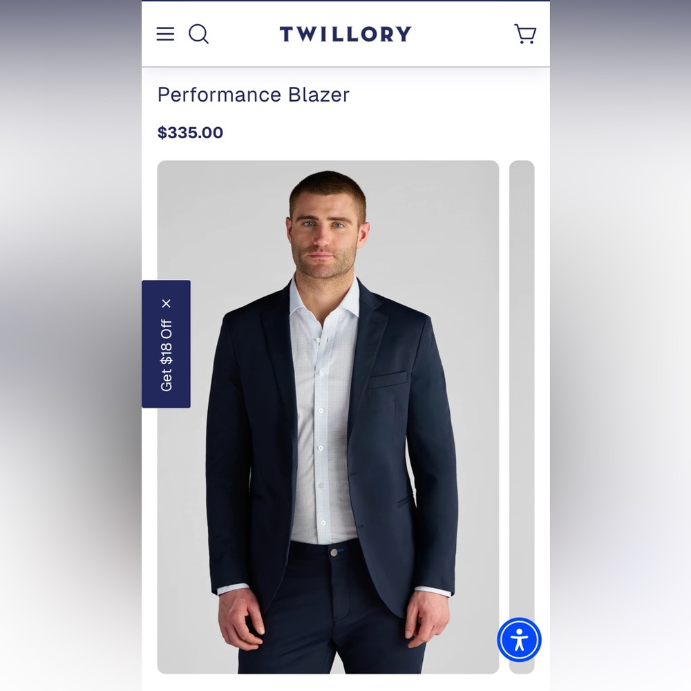 Twillory Men's Performance Blazer in Navy